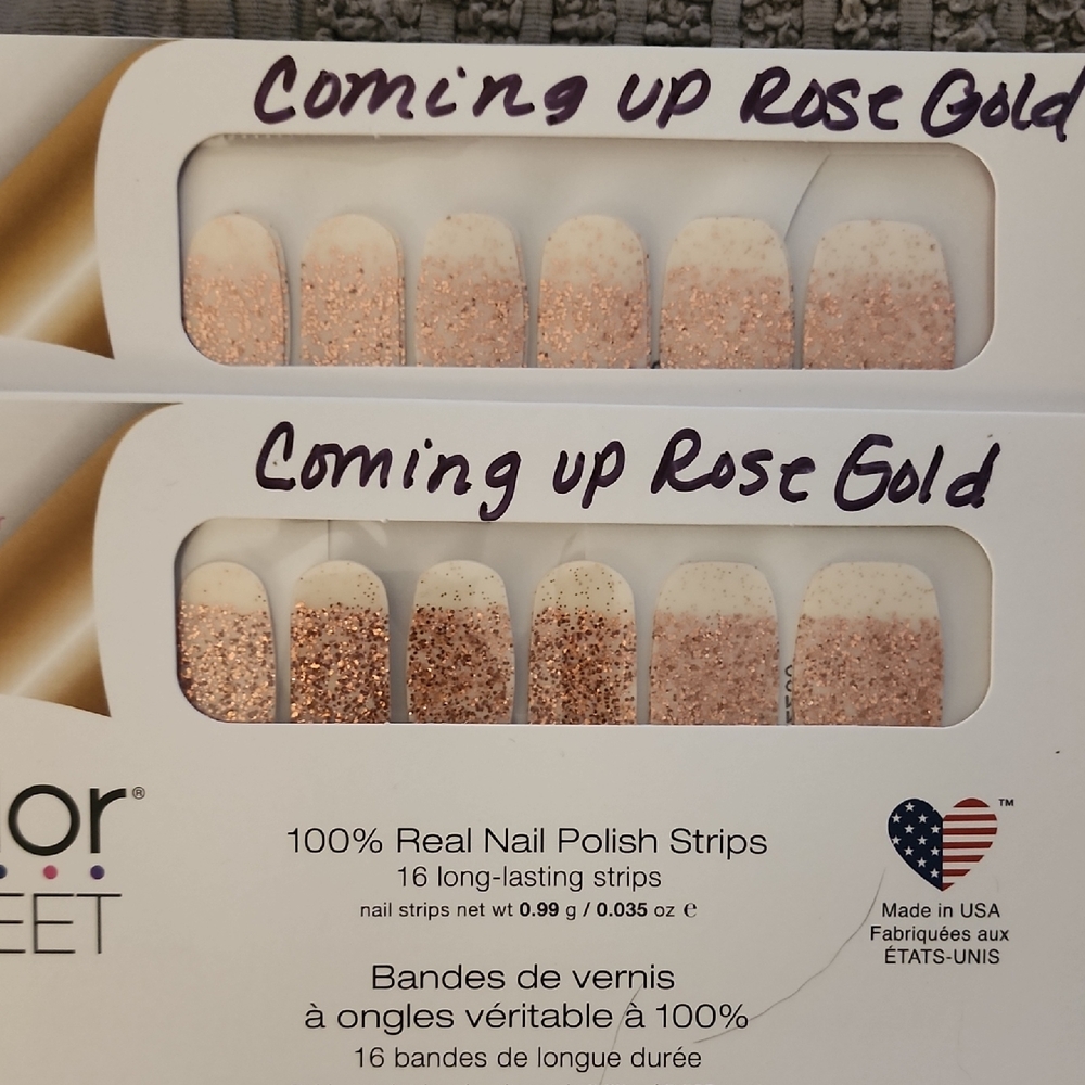 Color Street Glittering Rose Gold Overlay  Nail Strips. 2 Sets.